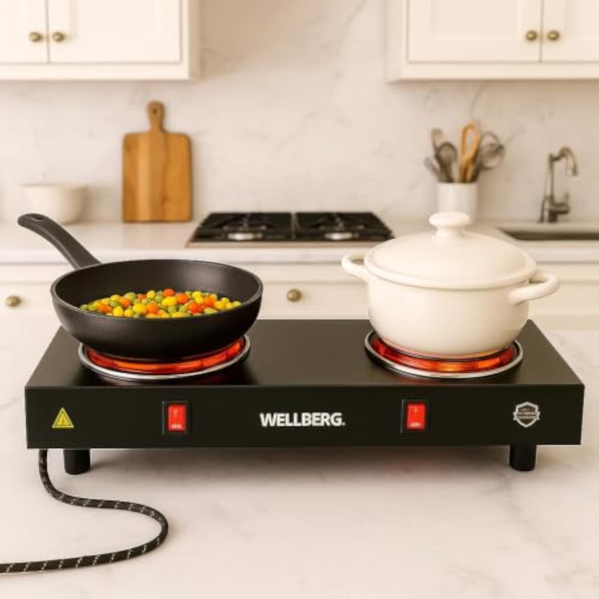2000W Double Coil Electric Hot Plate, Portable Cooking